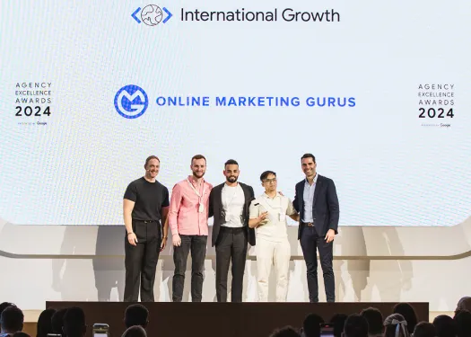OMG team accepting Google Agency Excellence Awards 2024 International Growth winner
