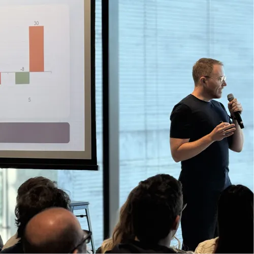 OMG Head of Paid David presenting at Microsoft event