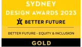 Sydney Design Awards 2023 Better Future Equity and Inclusion Gold winner badge OMG