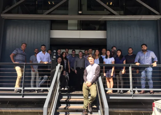 OMG team on the steps outside the newly opened Melbourne office, 2015