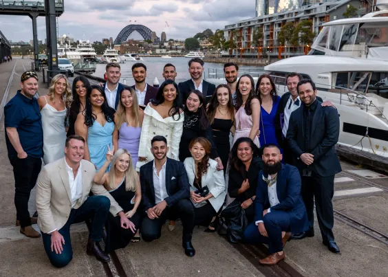 OMG team celebrating Google Premier Partner status at Sydney Harbour, 2022