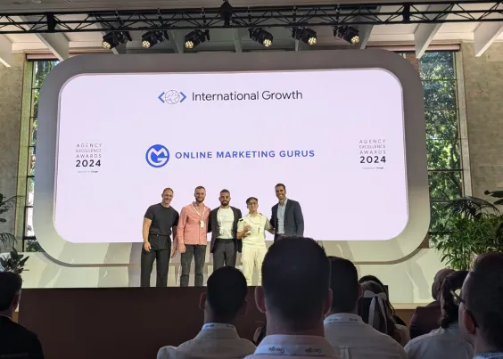 OMG team accepting the International Growth award at the Agency Excellence Awards 2024