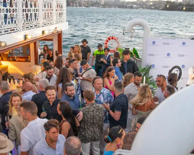Guests at the OMG annual client boat party on Sydney Harbour