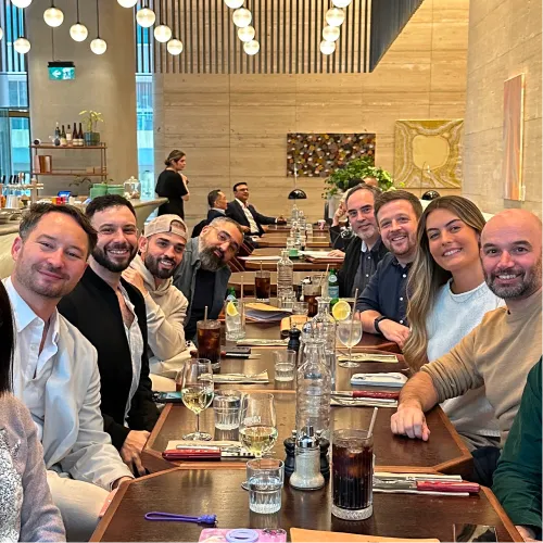 OMG leadership team at a group lunch