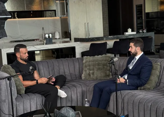 Andrew Raso interviewing a guest on the Never Not Building podcast
